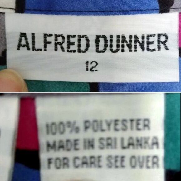 VTG 90s Colorful Colorblock Printed Button Down Satin Blouse Size 12 - Picture 14 of 15